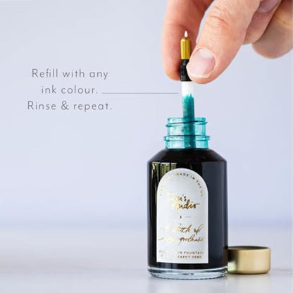 Tom's Studio Lumos Pro Duo Tip (Sage) | Refillable Fineliner, Writing & Brush Pen | Comes with 11 Tips, 3ml Deep Black Ink Sample & 2x Ink Reservoirs