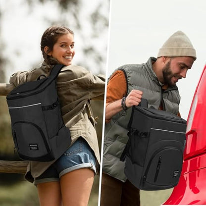 Outplea 30L Cooler Backpack, 36 Cans Insulated Soft Cooler Bag with Top Easy Access Pocket, Leak Proof Picnic Backpack for Beach Travel Camping BBQ