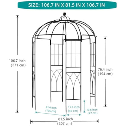 SCENDOR 4-Sided Garden Arbours Birdcage Shape Metal Gazebo Pergola Pavilion 106.7"L x 81.5"H x 81.5"W, Garden Rose Pavilion Arch for Backyard, Lawn, Wedding Decorations Ceremony