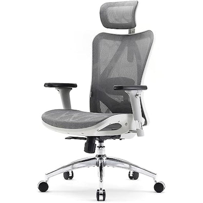 SIHOO Ergonomic Office Chair Mesh Desk Chair with Adjustable Lumbar Support 3D Armrests Breathable High Back Computer Chair (Light Gray)