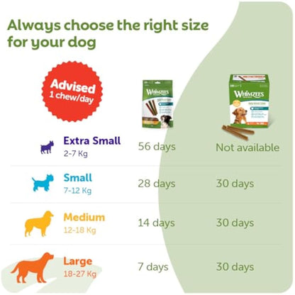 WHIMZEES By Wellness Stix, Dog Dental Sticks, 14 Pieces, Size M, Dog Chews for Medium Breeds, Natural, Grain-Free, Rawhide-Free, Vegetarian, No Added Sugar