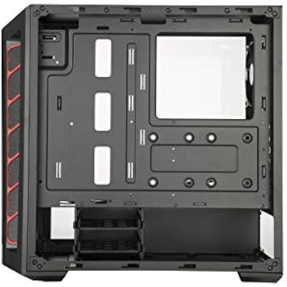 Cooler Master MasterBox MB511 - ATX PC Case with Front Mesh Panel, Racing Intakes, Transparent Side Panel, Flexible Air Flow Configurations - Red Accent