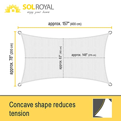 Sol Royal SolVision HS9  Rectangular Sun Shade Sail 4x2 m HDPE Breathable & UV-light resistant Sun Protection for Terrace, Balcony, Pool & Garden