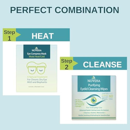 Antimicrobial Eyelid & Lash Wipes | For Itchy, Dry Eyes, Styes & Blepharitis, Gentle & Natural 0.02% Pure Hypochlorous Acid Cleansing Wipes, Hypoallergenic & Soothing For Sensitive Eyes, Pack of 60