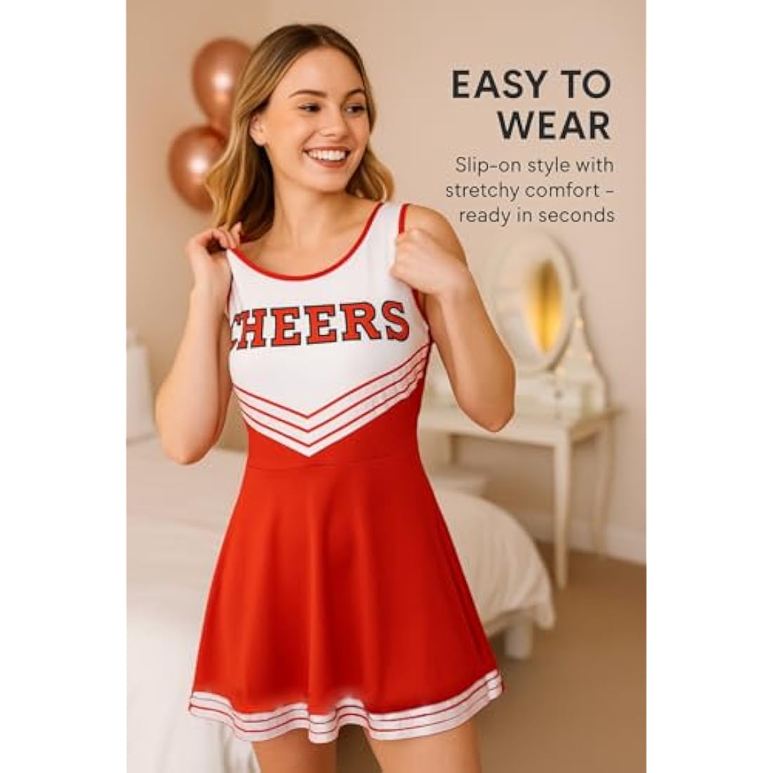 Cheerleader Fancy Dress Outfit Uniform High School Costume With Pom Poms Black And Purple Cheerleader, Large