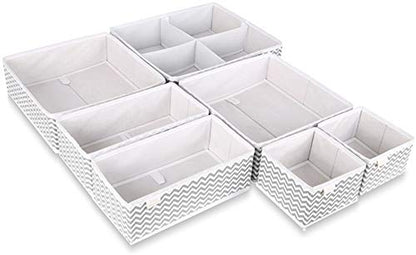 Unique Impression Set of 7 Drawer Organisers For Underwear, Socks, Clothes, Shirts, Bras, Ties, Scarves, Baby Clothes - Drawer Dividers For Wardrobes