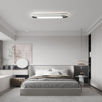 Modern LED Smart Ceiling Light, 72cm Flush Mount Linear Metal Ceiling Lamp, (5-40)x2W Dimmable for Living Room, Bedroom, Dining Room, Office, Hallway, Closet, Aisle