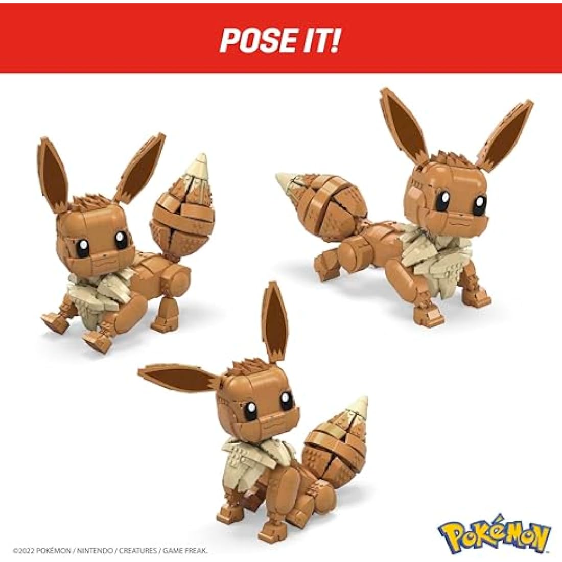 MEGA Pokémon Building Toys Set Jumbo Eevee with 824 Pieces, Articulated and Poseable, 11 Inches Tall, for Kids, GMD34