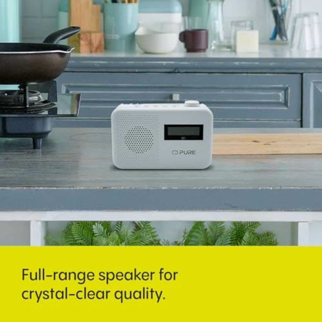 Pure Elan One2 portable DAB+/FM radio with Bluetooth 5.1 (LCD display, 10 preset buttons, can run with 4xAA batteries) Cotton White