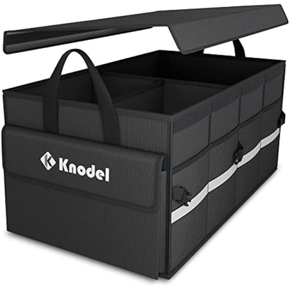 K KNODEL Car Boot Organiser with Foldable Cover, Car Storage Box and Bag, Large Boot Tidy, Car Organiser for Vehicle and Suv (Medium, Black)