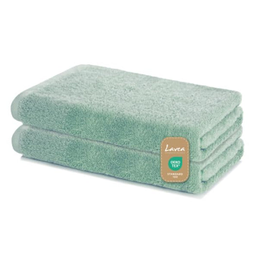 Lavea Bath Towels Set of 2, 60 x 120 cm, Soft and Absorbent 100% Cotton Towels, Eucalyptus, Oeko-Tex 100 Certified, with Hanging Loops, Washable at 60