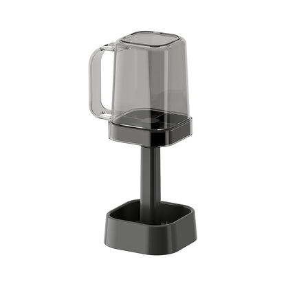 PP Material Bathroom Toothbrush Holder Toothpaste Holder Stand with PS Material Mouthwash Cup Bathroom Accessories Organizer (Black)