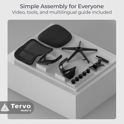 Tervo Model U | Folding Office Chair for Small Spaces | Ergonomic Design with High Rebound Mesh | Computer Desk Chair for Gaming | For Adults & Kids | Foldable & Compact with Flip Up Arms