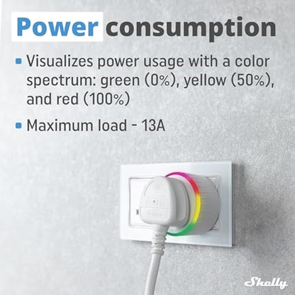 Shelly Plus Plug UK, Smart Wi-Fi Outlet with Power Metering, Remote Control Socket, Max 3000W, Custom Schedules, Home Automation(13A) Compatible with iOS, Android, Alexa, Google Home, SmartThings