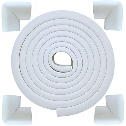 M2cbridge L Shape Extra Thick Furniture Table Edge Protectors Foam Baby Safety Bumper Guard (Off White(4m Edge + 4 Corners))