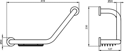Ideal Standard IOM Grab Rail And Soap Basket, Chrome, A9114AA