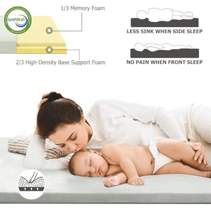 Willpo Memory Foam Camping Mattress Portable Sleeping Pad Floor Guest Bed Lightweight Outdoor Tent Mattress Removable Waterproof Cover Travel Bag
