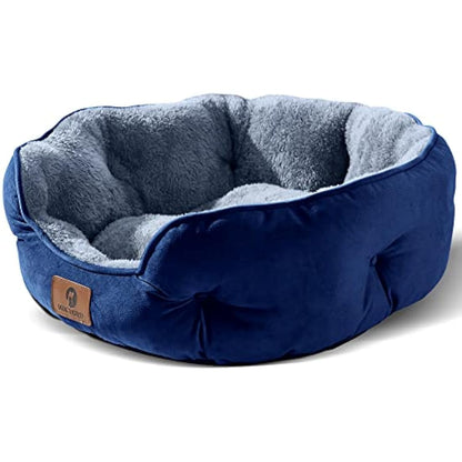 Asvin Medium Dog Bed for Medium Dogs, Large Cat Beds for Indoor Cats, Pet Bed for Puppy and Kitty, Extra Soft & Machine Washable with Anti-Slip & Water-Resistant Oxford Bottom, Blue, 25 inches