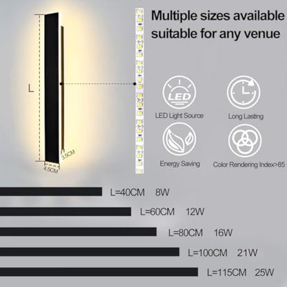 ZTWLEED LED Outdoor Wall Light 25W 115CM Minimalist Metal Wall Lights,Waterproof IP65 Outdoor Lighting Acrylic Lampshade,4000K Natural White,Outdoor Lighting for Patio