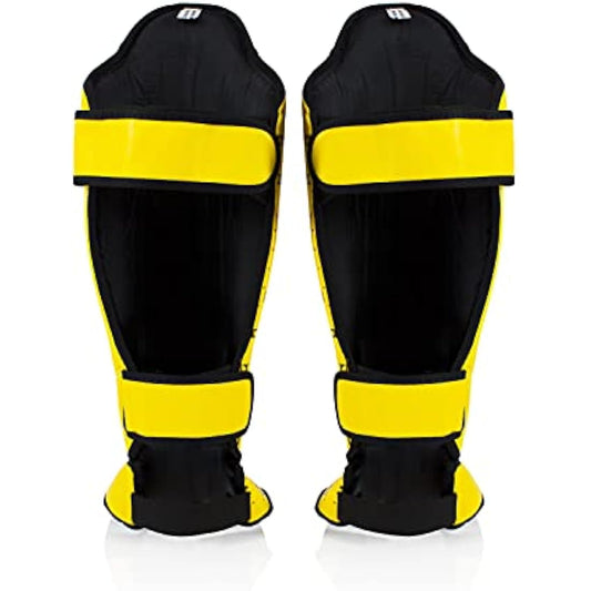 Fairtex Competition Muay Thai Shin Guards, SP5 - Black, Blue, Yellow