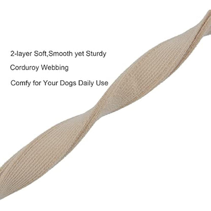 YUDOTE Ultra-soft Dog Collar Natural Cotton Corduroy Made for Medium Dogs with Sensitive Skin,Creamy White