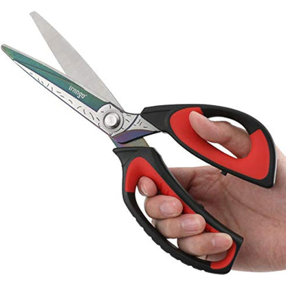 LIVINGO 10" Multipurpose Heavy Duty Scissors, Titanium Coating Ultra Sharp Forged Stainless Steel Tool Industrial Cutting Shears for Fabric, Dressmaking, Carpet, Material, Household, Gardening