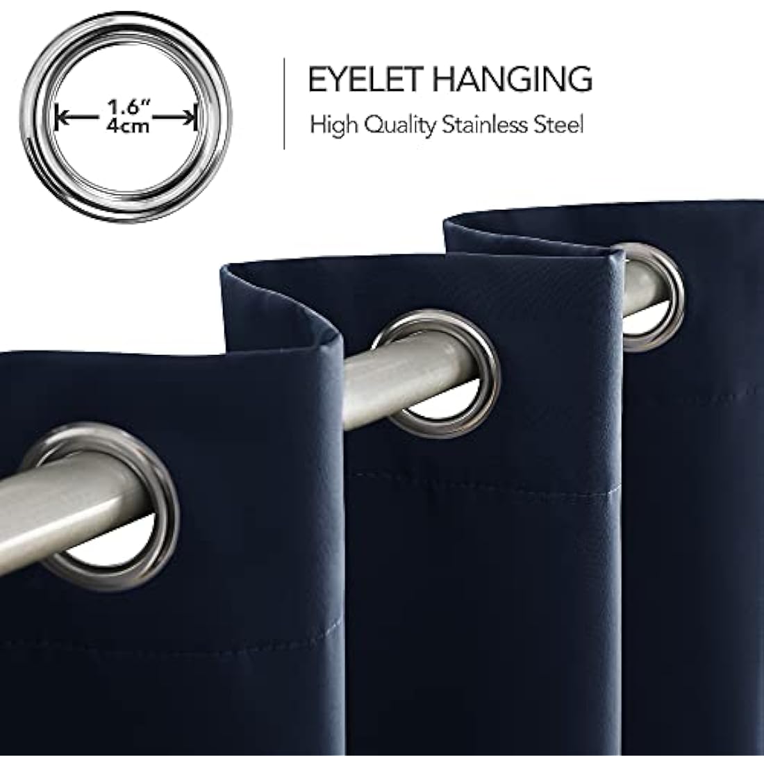 Deconovo Solid Thermal Insulated Curtains Eyelet Blackout Curtains for Bedroom 46 x 90 Inch Navy Blue 1 Pair