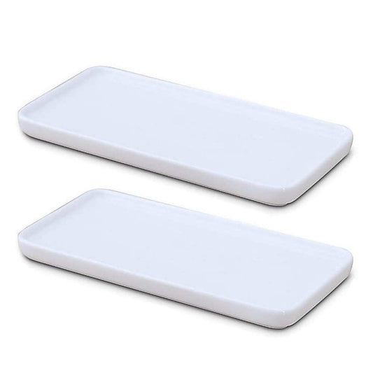 Ceramic Vanity Tray White Rectangle, Bathtub Tray Bathroom Organizer, Cosmetics Holder for Tissue Candle Towel Plant Jewelry Ring Dish Dresser Perfume