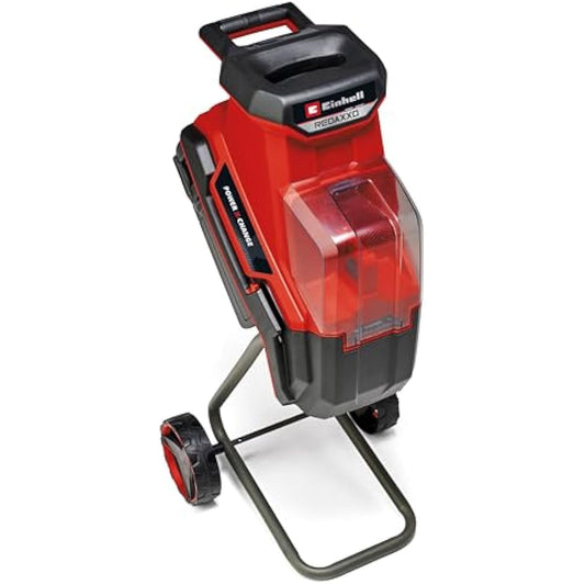 Einhell Power X-Change Cordless Garden Shredder - 3 Reversible Steel Blades, 25mm Branch Capacity, Large 55L Collection Sack - REDAXXO 36/25 Battery Powered Mulcher for Leaves and Branches