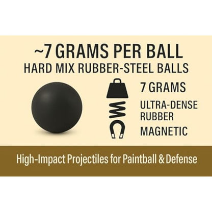 SSR 100 x S - Style Premium Quality Hard Rubber Steel Balls Paintballs Powerballs 7 gr. Heavy Ammo for Self and Home Defense Training Pistols in 68 Cal.