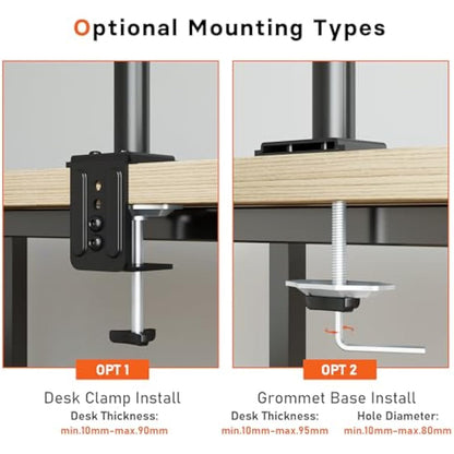 Redbat Laptop Arm for Notebooks up to 17 inch, Height Adjustable for Desk Weight up to 8kg, Laptop Mount with 2 Mounting Options, VESA 75/100 for Monitor 13-32 inch