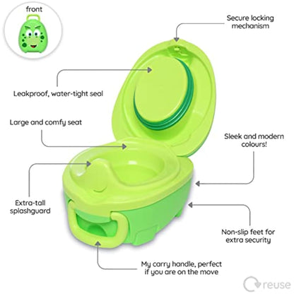 My Carry Potty - Dinosaur Travel Potty, Award-Winning Portable Toddler Toilet Seat for Kids to Take Everywhere