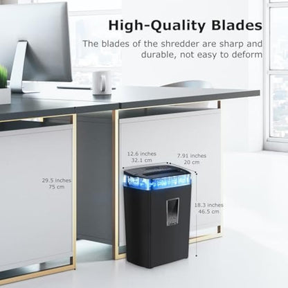Bonsaii 12-Sheet Cross Cut Paper Shredder, Home Heavy Duty Shredder, P4 Security(5x20mm), 5-Minute Continuous Shredding, Shreds Credit Cards, Mails & Staples, 21L Bin(C275-A)