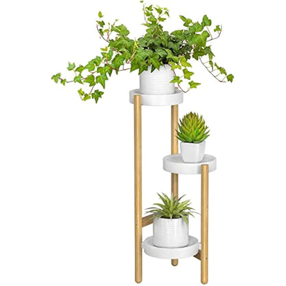 the lux | Bamboo Plant Stand | 3 Tier Tall Flower Pots Holder, Indoor Display Rack for House Plants, Home Décor Corner Shelf for Living Room, Office and Outdoor Garden Patio