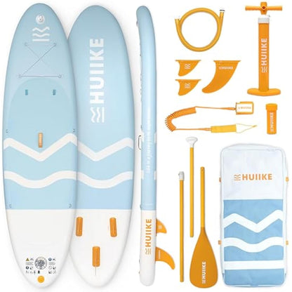 HUIIKE Stand Up Paddle Board for Adults with Accessories Included, Oar, Fins, Pump. Inflatable Sup Board Great Stability and Resistance. 10’ x 33" x 5.9", Maximum Load 286 lb