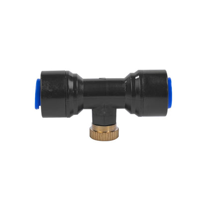 VOANZO 10 Pieces T-Piece Water Pipe Connector with Brass Mist Nozzles - Irrigation System Sprayer Sprinkler Spray Nozzle T-Connector for Outdoor