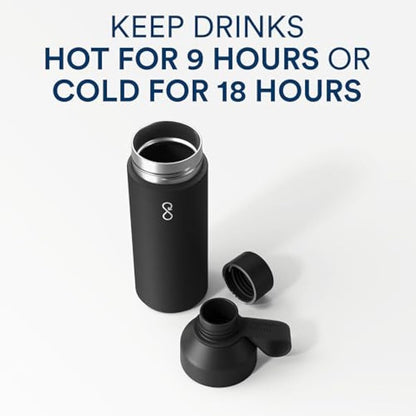 Ocean Bottle - Recycled Stainless Steel Bottle - Eco-Friendly & Reusable (Big 1l, Obsidian Black)