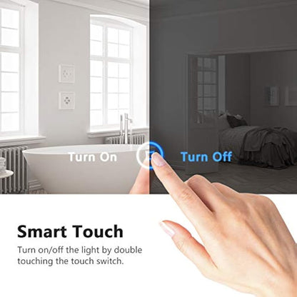 EMKE 500 X 700 mm LED Illuminated Bathroom Mirror with Lights and Demister Pad, Wall Mounted Touch Sensor Bathroom Mirrors Anti Fog for Makeup Cosmetic, IP44 Rated