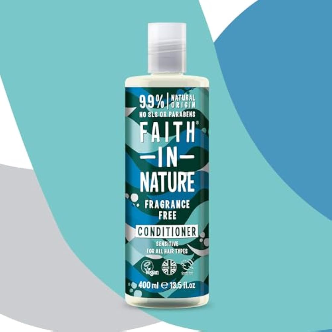 Faith In Nature Natural Fragrance Free Conditioner, Sensitive, Vegan and Cruelty Free, No SLS or Parabens, For All Hair Types, 400 ml