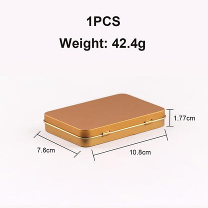 Globellapro 10.8 * 7.6 * 1.77cm Rectangular Tin Boxes Gold Hinged Storage Tins Metal Empty Tins Containers Tweezers,Tools Small Items Storage