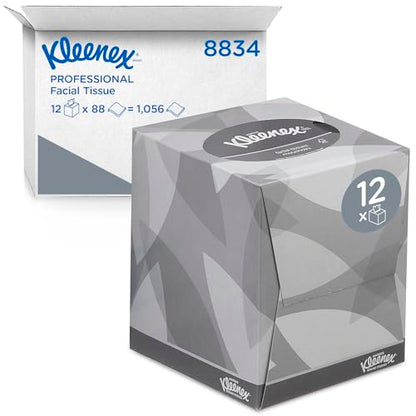 Kleenex Facial Tissue Box 8834 - Soft, Strong and Absorbent - 12 x 88 (1056 Facial tissues) White, 2-ply, Fragrance-Free