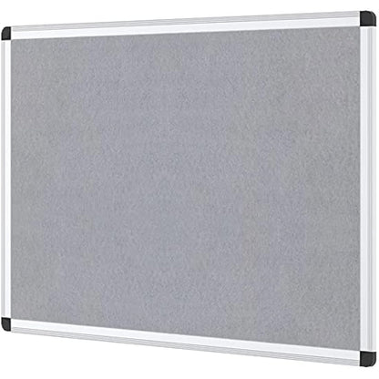 VIZ-PRO Notice Board Felt Grey, Silver Aluminium Frame, 90 X 60 cm