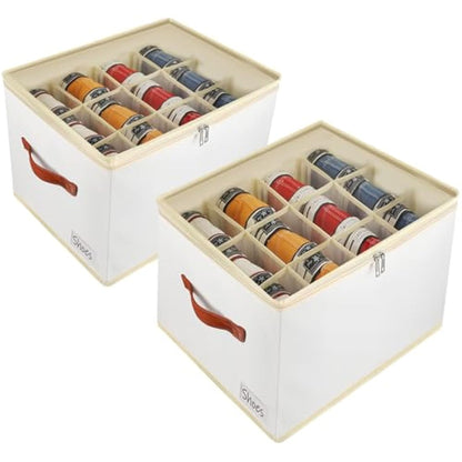 Patinao 2 Pack Shoe Storage Box Organiser for Closet - 24 Cell Space Saver Shoes Containers Bin with Clear Lids Stackable, Can Fit Ottoman, Foldable Shoe Rack Cabinet Cubby for Wardrobe