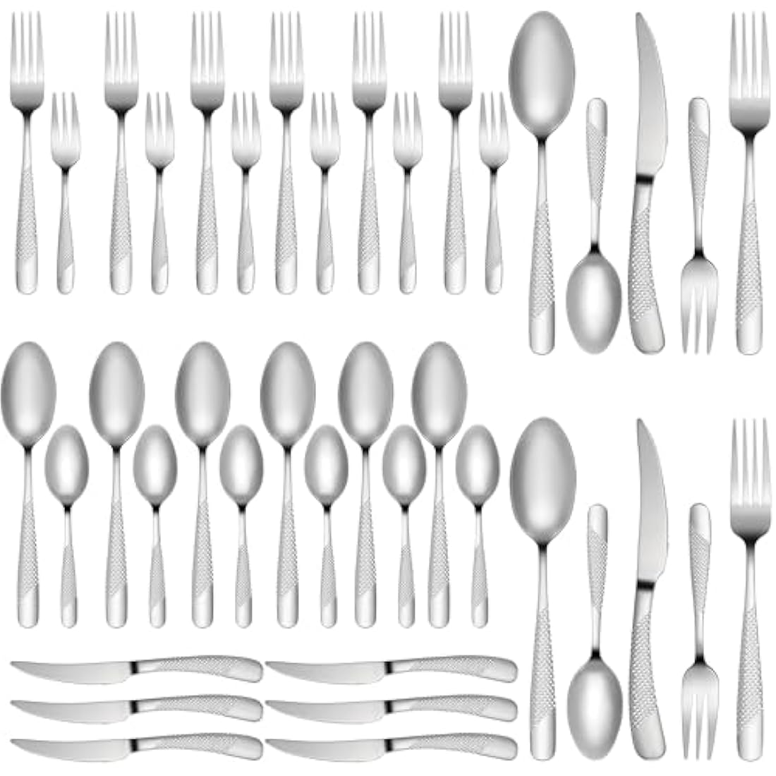 FANTICDE Cutlery Set, 40 Piece Stainless Steel Flatware Set Tableware Silverware Set with Spoon Knife and Fork Set, Service for 8, Dishwasher Safe/Easy Clean, Mirror Polished(Silvery)