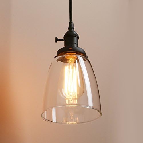 PathsOn Industrial Modern Vintage Loft Bar Kitchen 3 Lights Pendant Light Fittings Cluster Chandelier Glass Lampshade Hanging Ceiling Lamp Light Fixture for Living Room Dining Room Bedroom (Black)