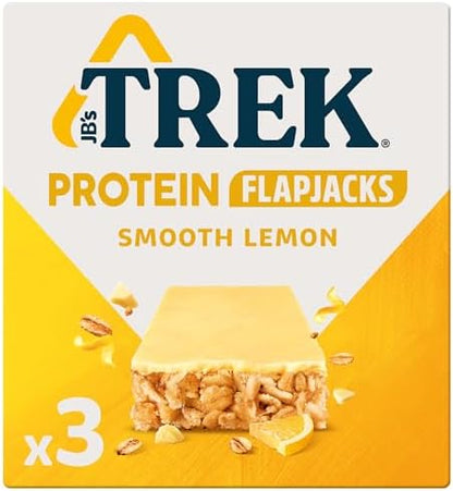 JB's Trek High Protein Flapjack Smooth Lemon - Gluten Free - Plant Based - Vegan Snack - 50g x 36 bars