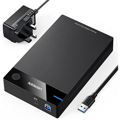 UGREEN Hard Drive Enclosure, USB 3.0 to SATA HDD Caddy for 2.5 3.5 inch SSD HDD Disk up to 22TB with DC Power Adapter, Tool-free Lay-Flat Hard Drive Docking Station for Windows Linux macOS, PS4, Xbox