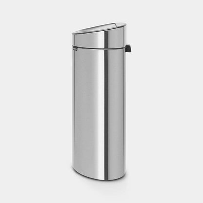 Brabantia 40L Kitchen Touch Bin New (Matt Steel) Removable Lid, Soft-Touch Open, Easy Clean Rubbish Waste Bin + Free Bin Bags