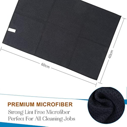 VIVOTE 6 Pack Microfibre Drying Towels Waffle Weave Cleaning Towels Super Absorbent Tea Towels 40 cm X 56 cm, White+ Navy Blue+grey