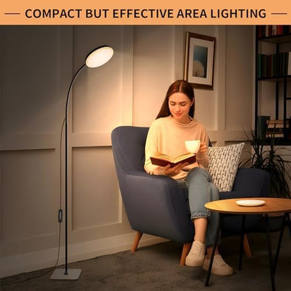 Mojimdo LED Floor Lamp with Remote, 1H Timer Reading Standing Lamps with 3 Color Temperature & 5 Brightness Levels, Dimmable Floor Lamp for Living Room, Bedroom, Office
